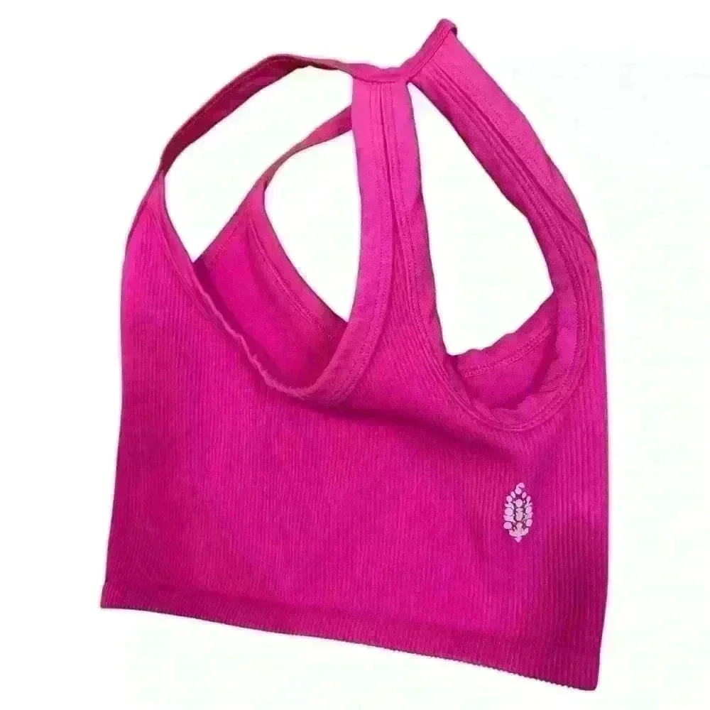 Free People Movement Magenta Free Throw Henley Crop Tank Size Small - Picture 8 of 9